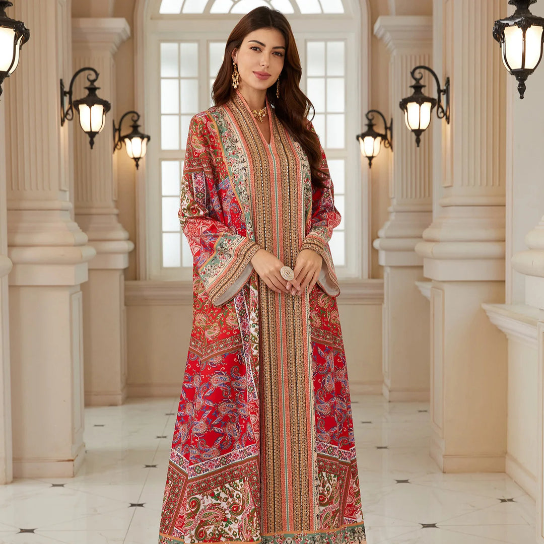 Fashionable Printed Pullover Abaya