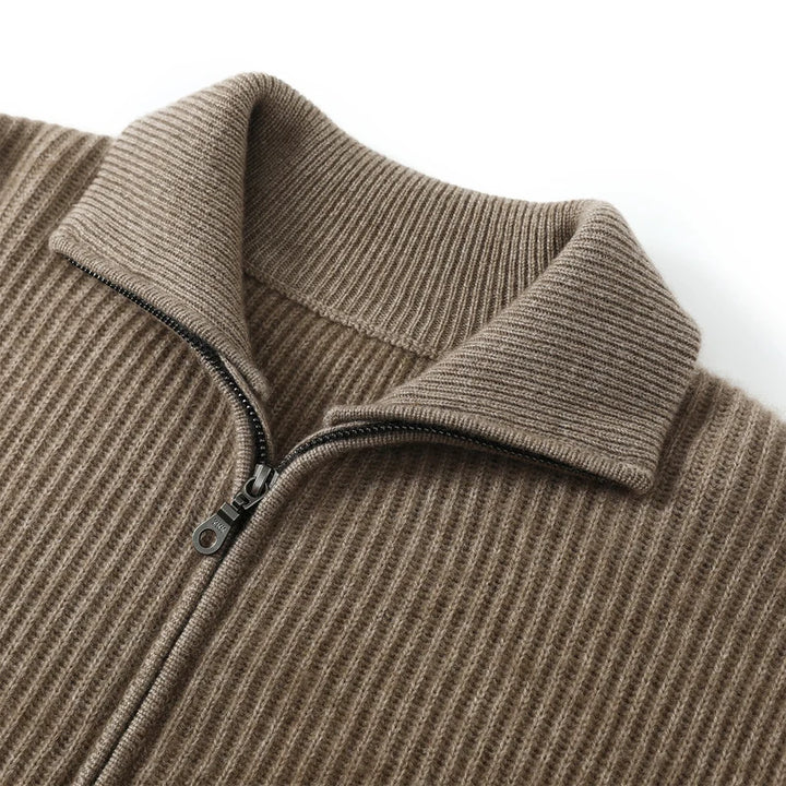 Cardigã de Cashmere Confortável com Zíper Duplo