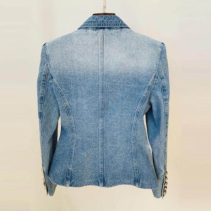 Double Breasted Denim Jeans Short Blazer