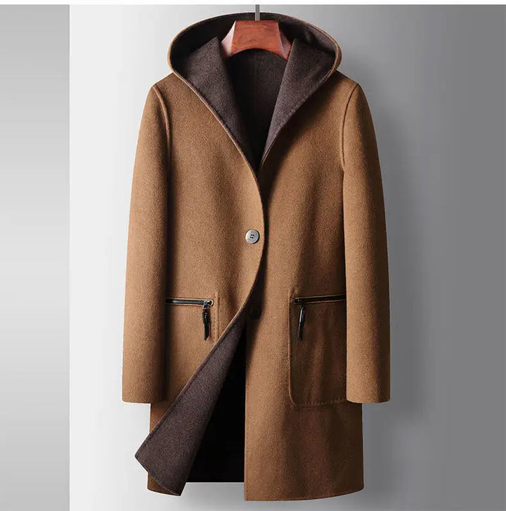 Magnificent Hooded Woolen Overcoat