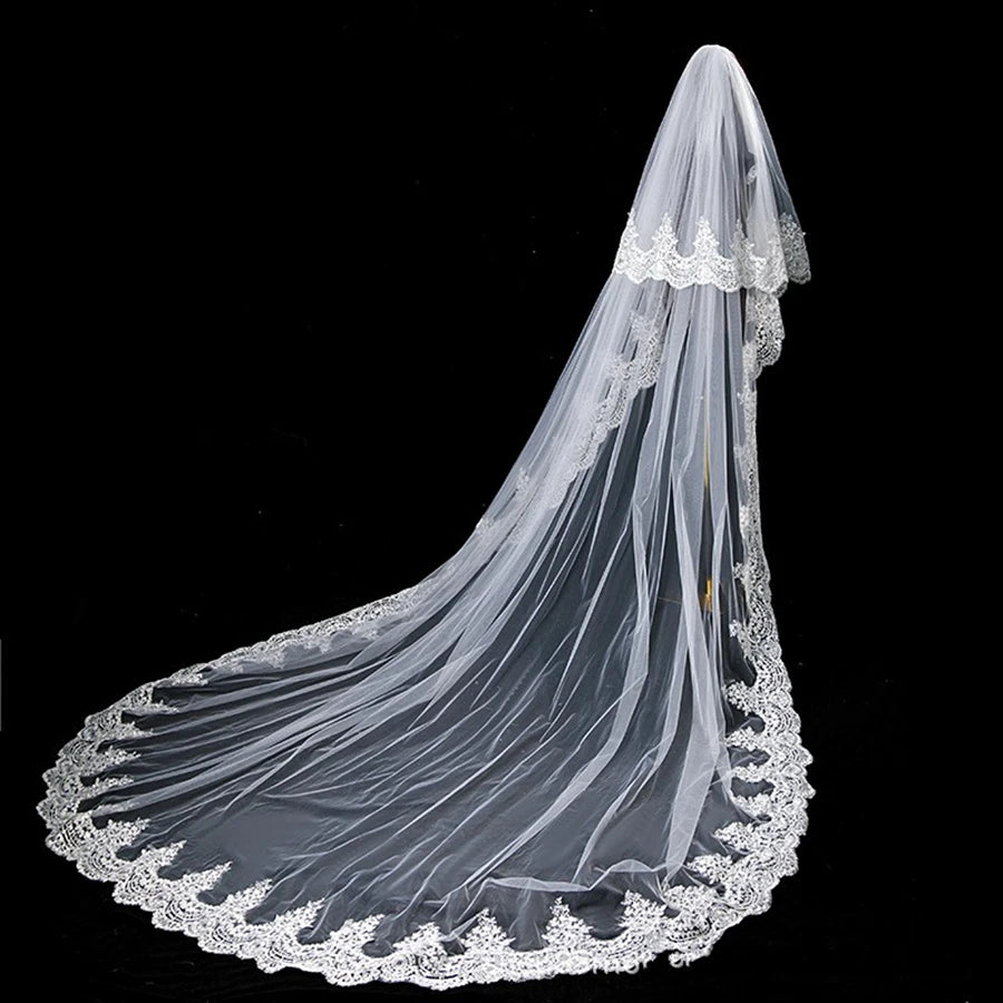 Lovely Beaded Crystals Cathedral Wedding Veil