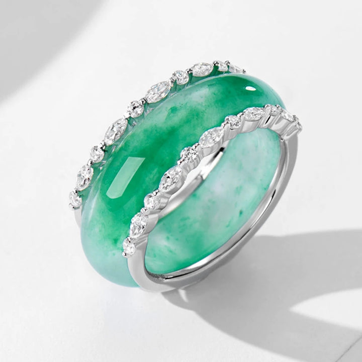 High Carbon Diamonds Gemstone Row Ring