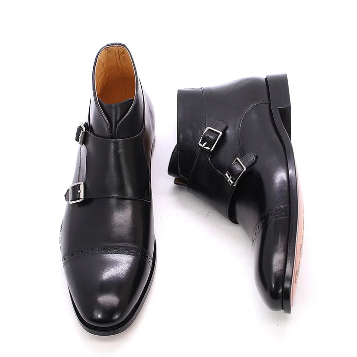 Premium Double Monk Straps Leather Boots