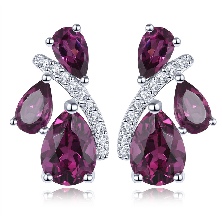 Natural Rhodolite Rose Garnet Stud Earrings