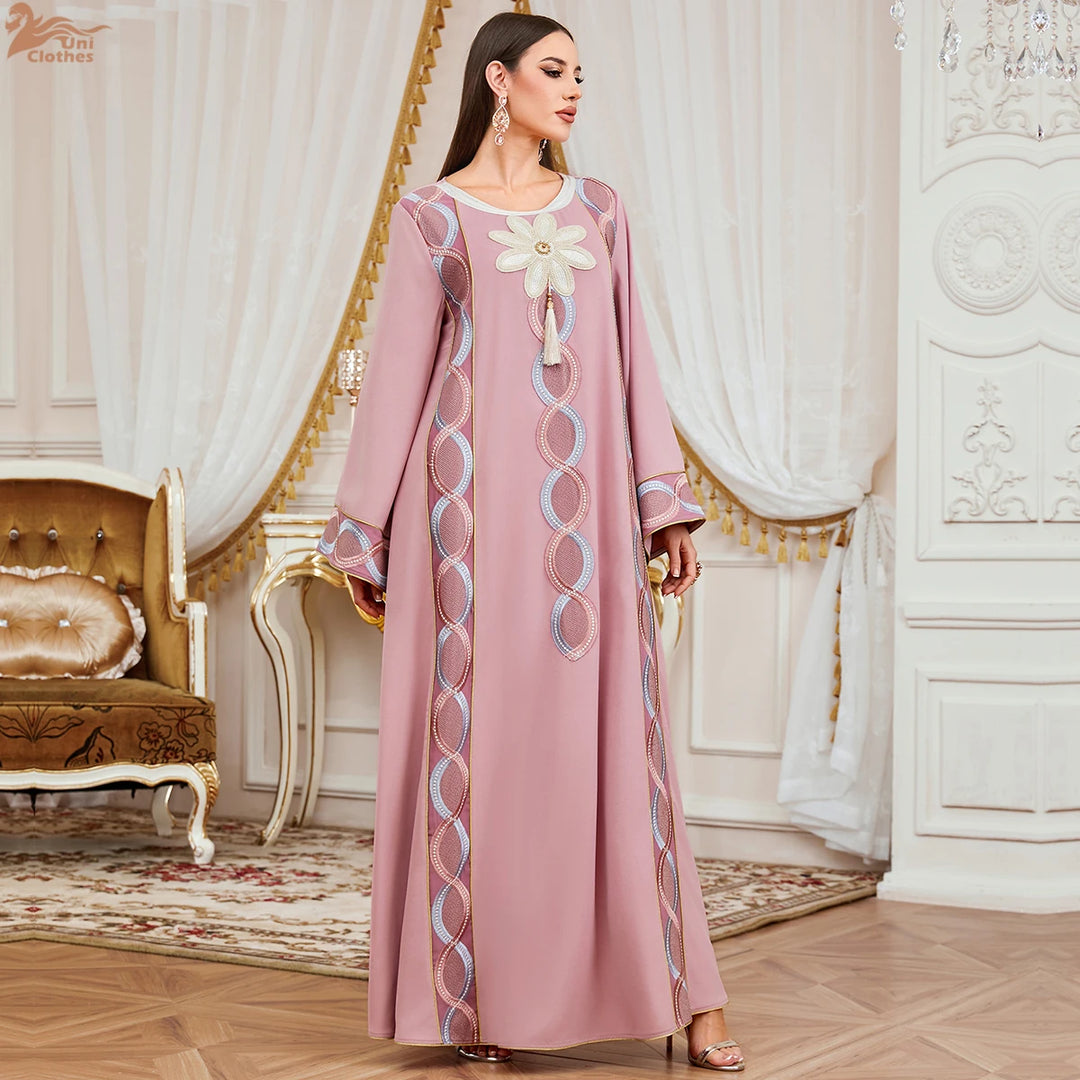 Stylish Floral Embroidery Traditional Abaya Dress