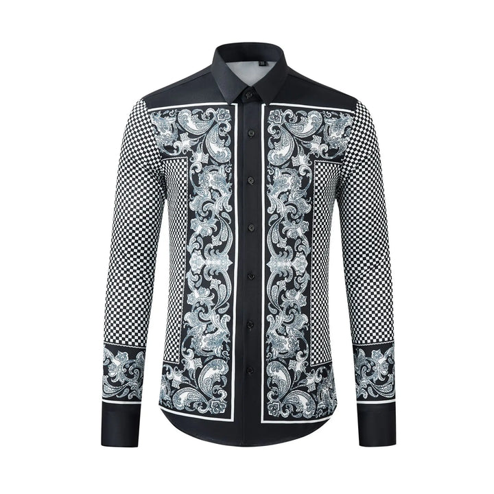 Retro Printed Slim Fit Casual Shirt