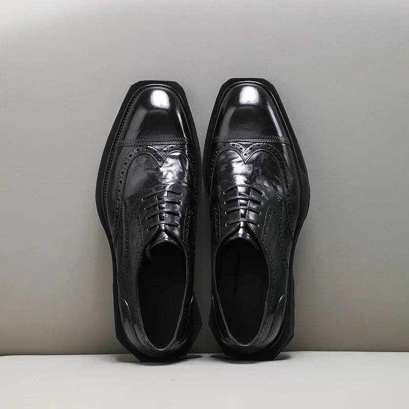 Classic Brogue Thick Soles Business Shoes
