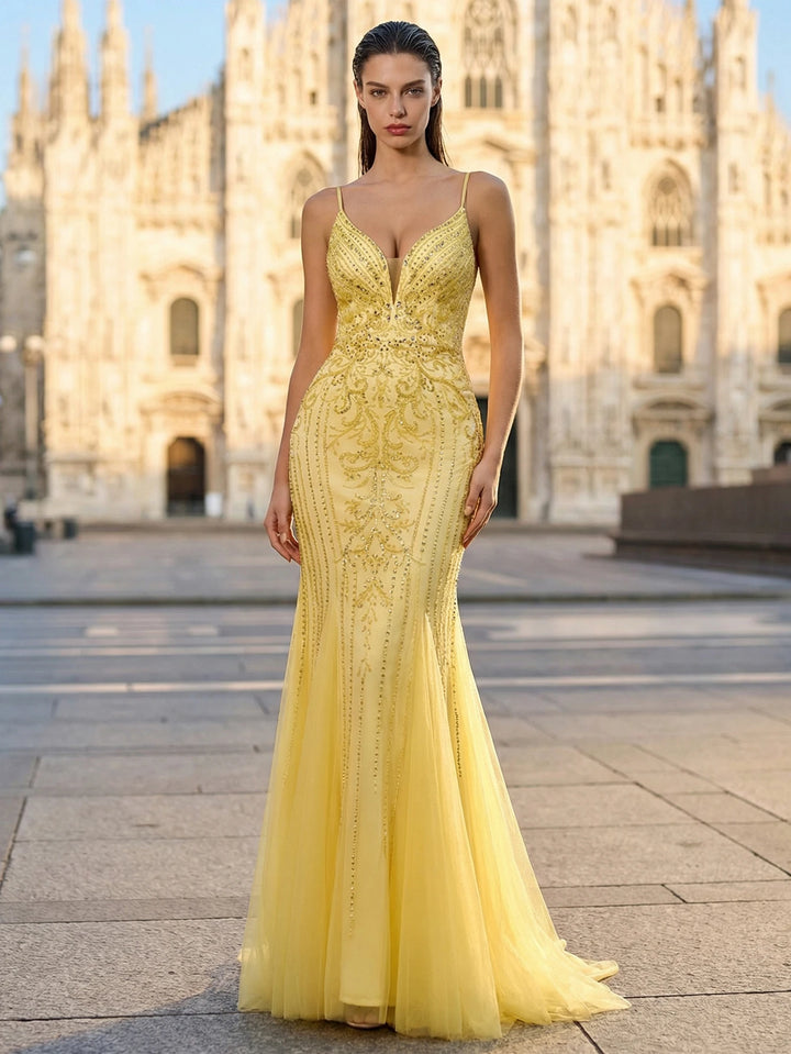Luxurious Beaded Tulle Prom Dress