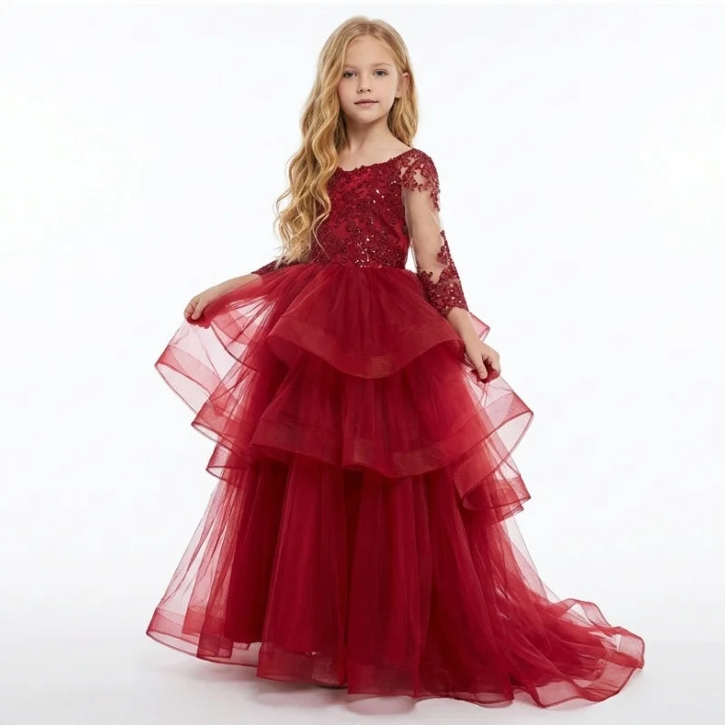 Lovely Multi-Layer Little Bridesmaid Gown