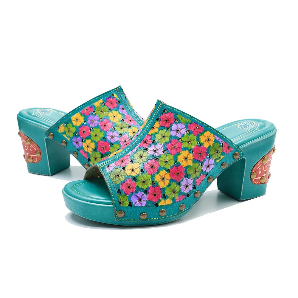 Elegant Hand-Painted Leather Sandals