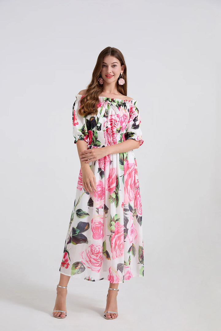 Charming Flowy Chiffon Midi Dress