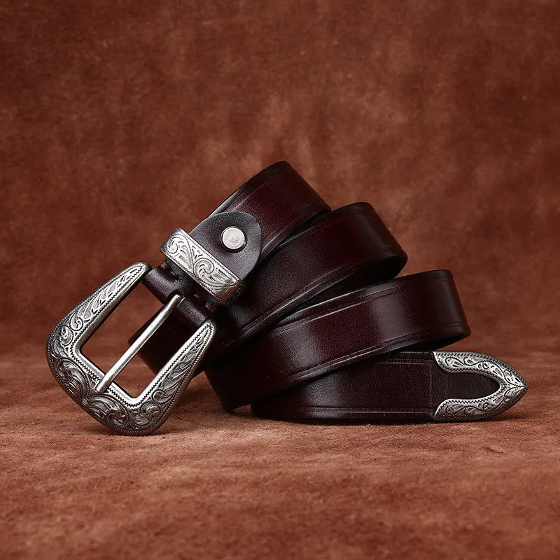 Refined Embossed Crafted Leather Belt