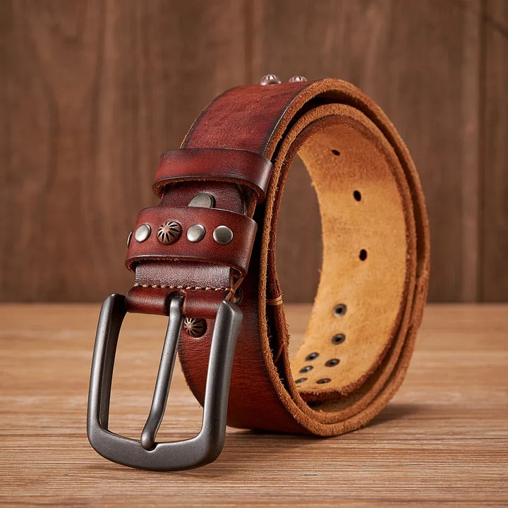 Retro Skull Punk Rivet Leather Belt