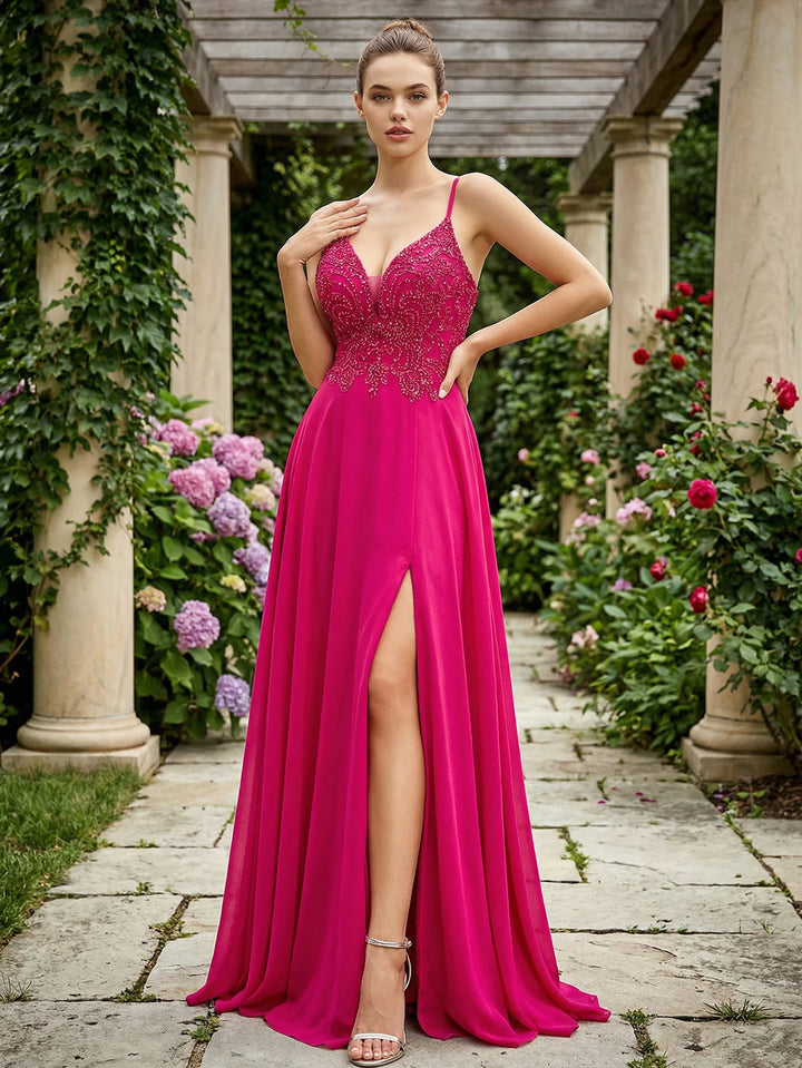 Sweet Beaded A-Line Evening Gown