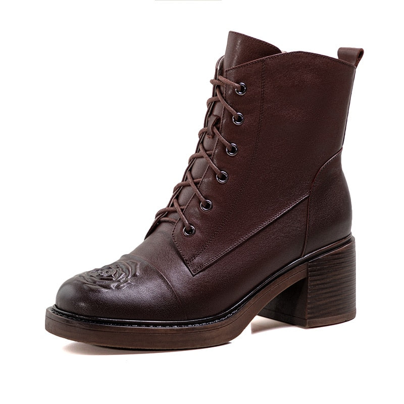 Round Toe Cow Leather Women's Boots| All For Me Today