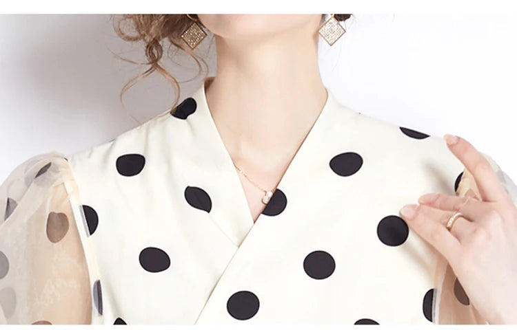 French Polka Dot A-Line Dress