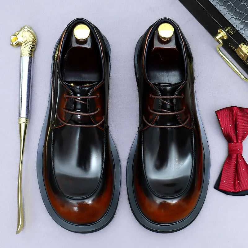 British Glossy Wide-Foot Derby Shoes
