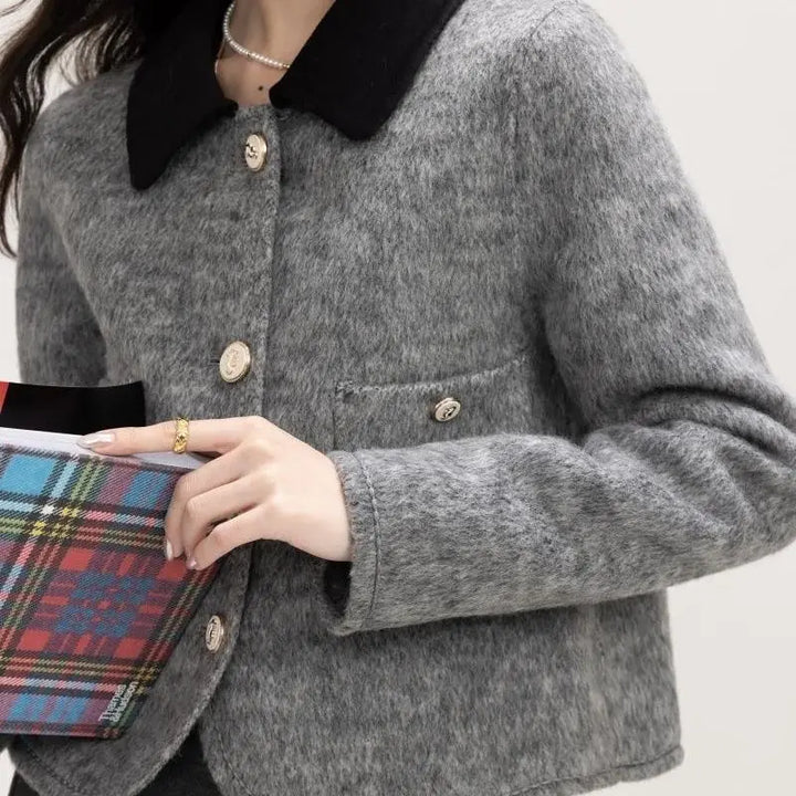 Lovely Short Polo Neck Wool Jacket