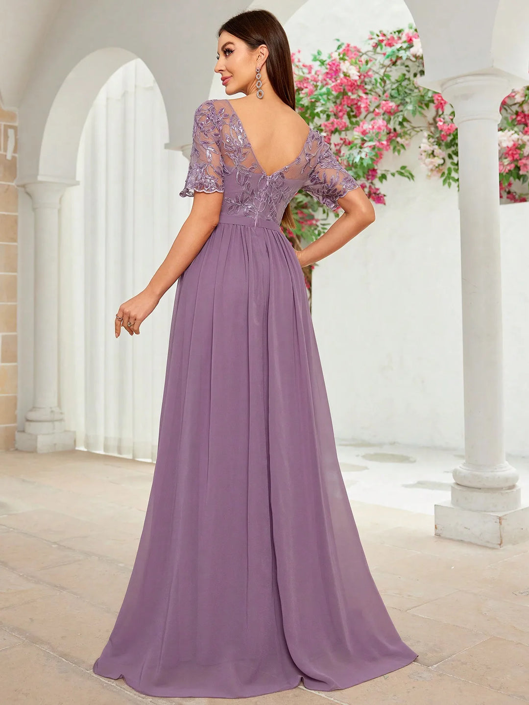 Sweet Embroidered Chiffon Evening Dress