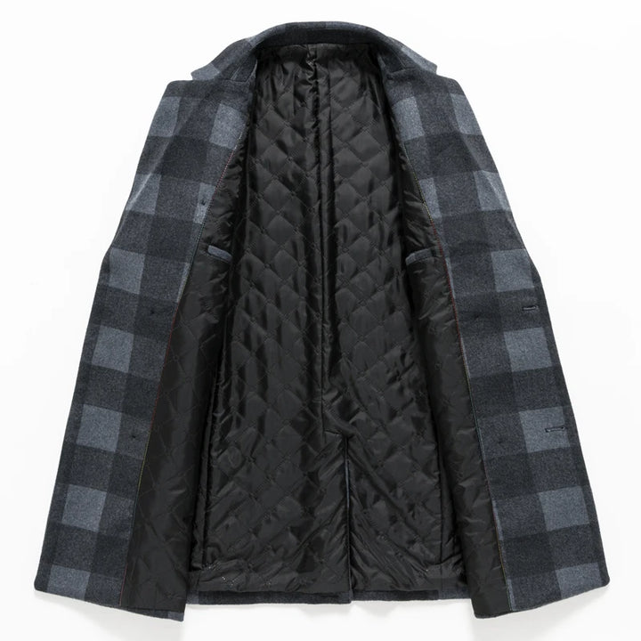 Classy Plaid Woolen Trench Coat