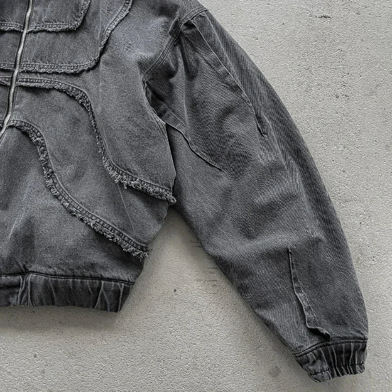 High Street Denim Splicing Hoodie