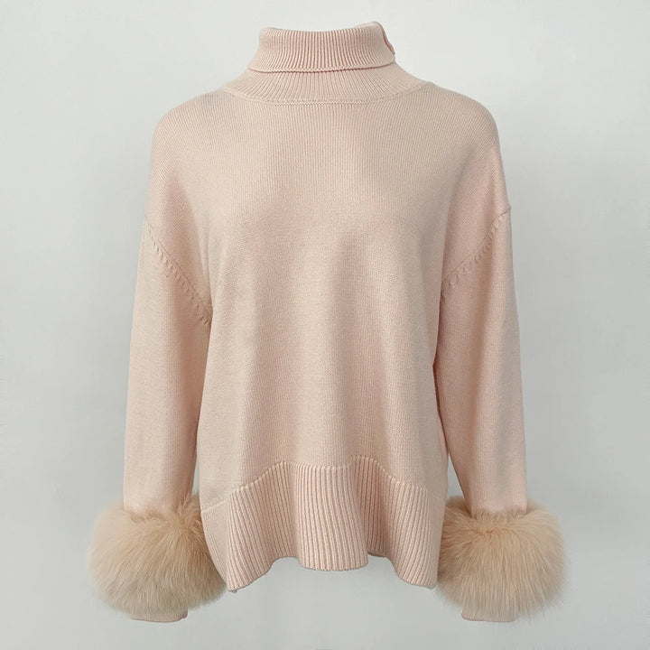 Stylish Standup Collar Loose Knitted Jumper