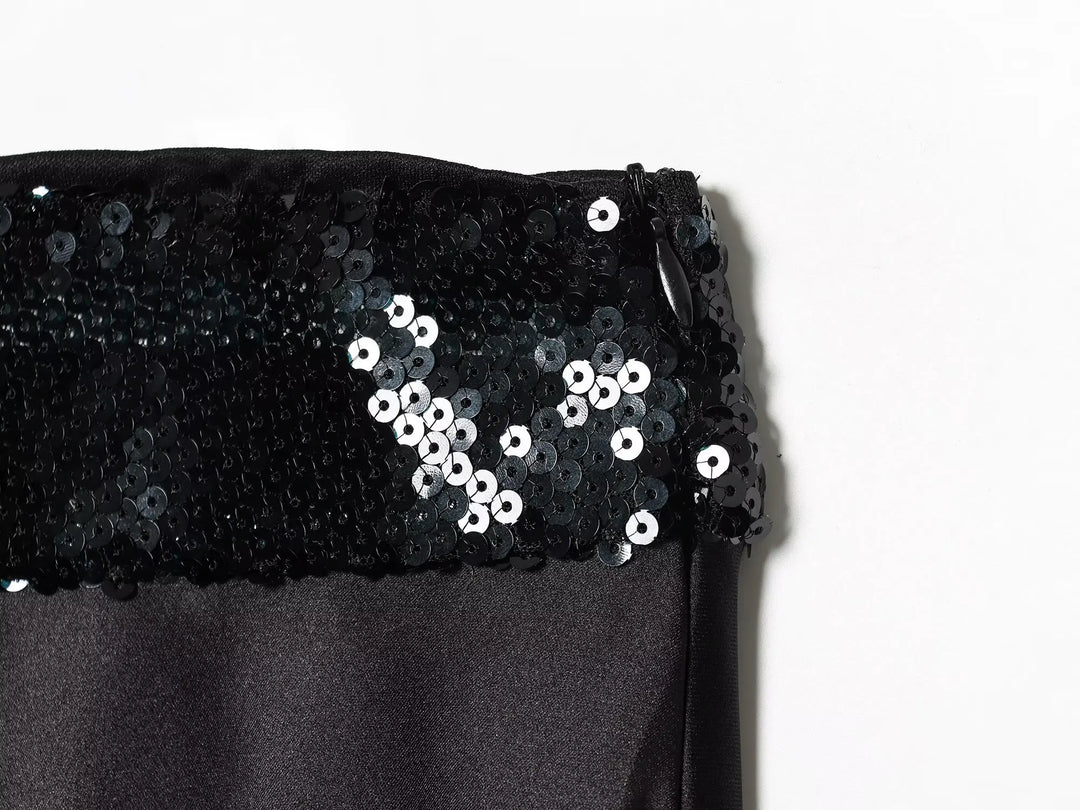 Stunning Sequins Satin Crop Top