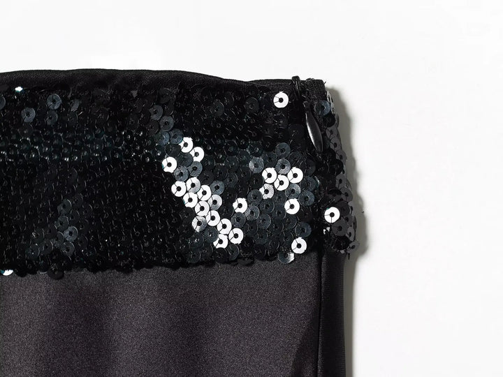 Stunning Sequins Satin Crop Top