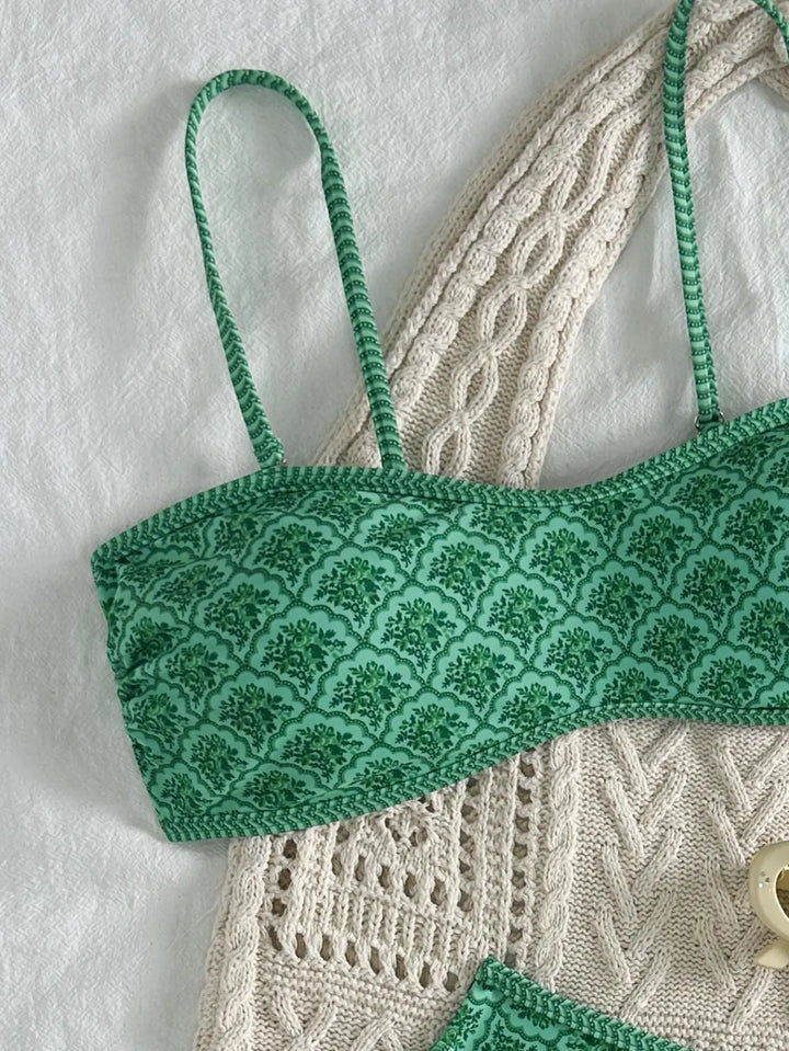 Lovely Floral Pleated Padded Swimwear