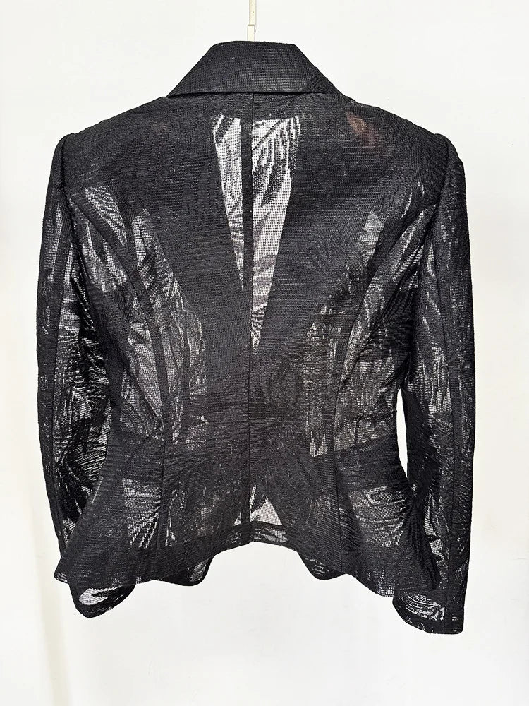 Alluring Embroidered Mesh Blazer
