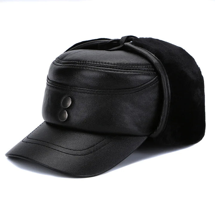 Stylish Ear Flap Men’s Leather Hat