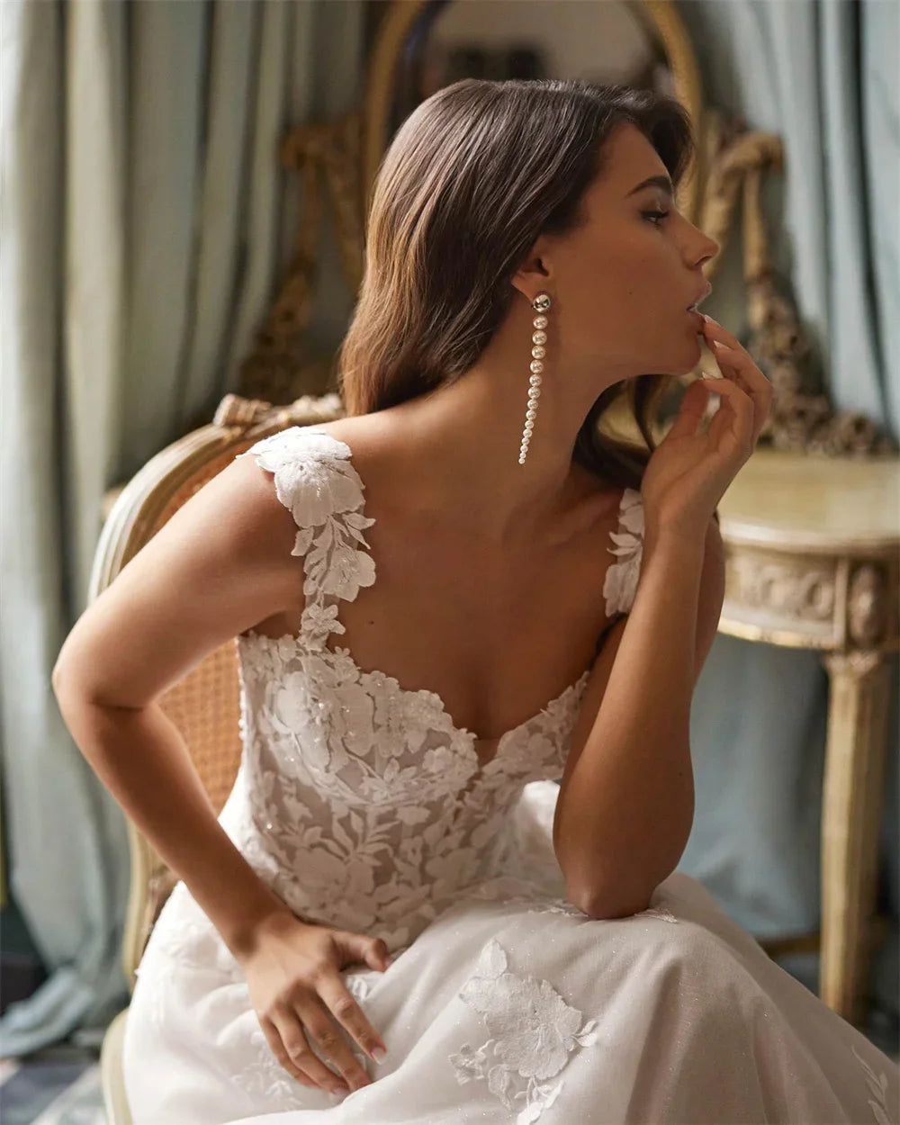 Graceful Mopping Length Princess Bridal Dress