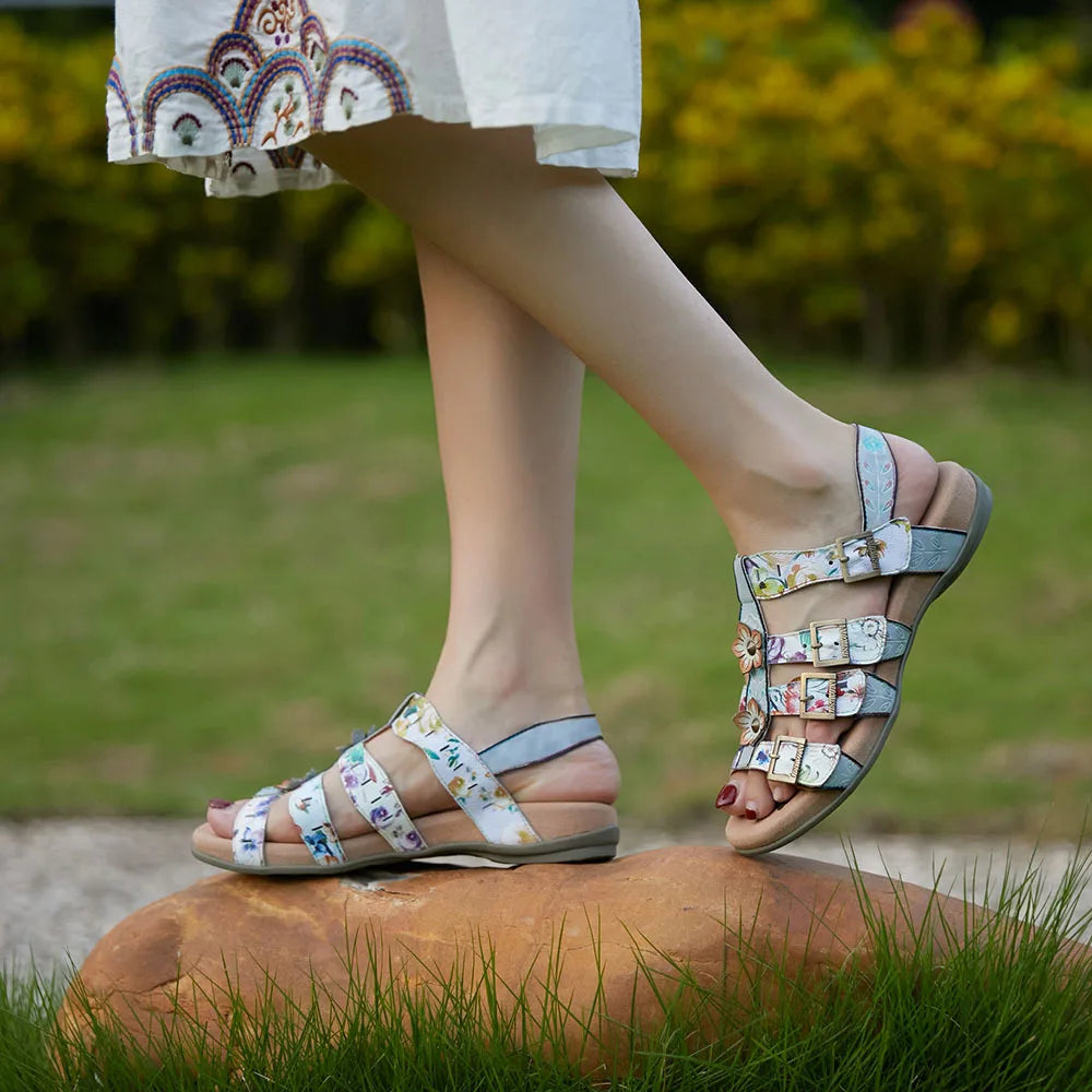 Charming Hand-painted Low Heel Sandals