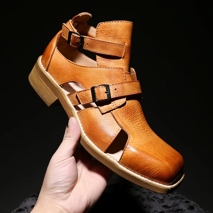 Stylish Cowhide Leather Sandal Boots