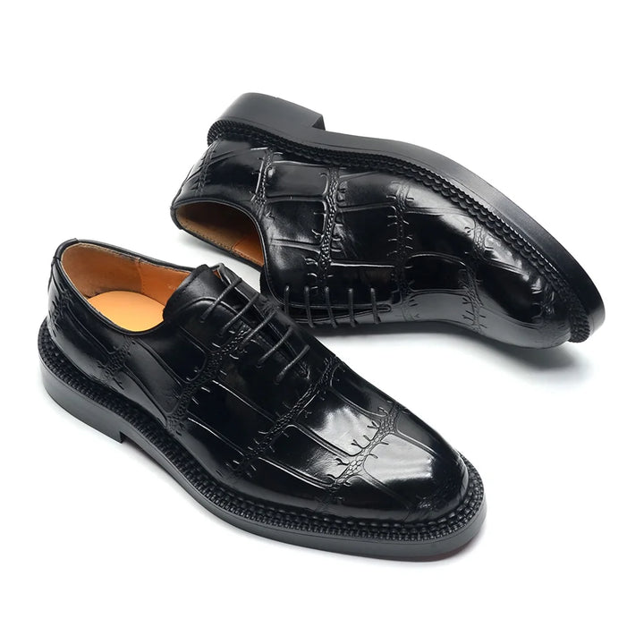 Elegant Social Genuine Leather Black Oxfords Shoes