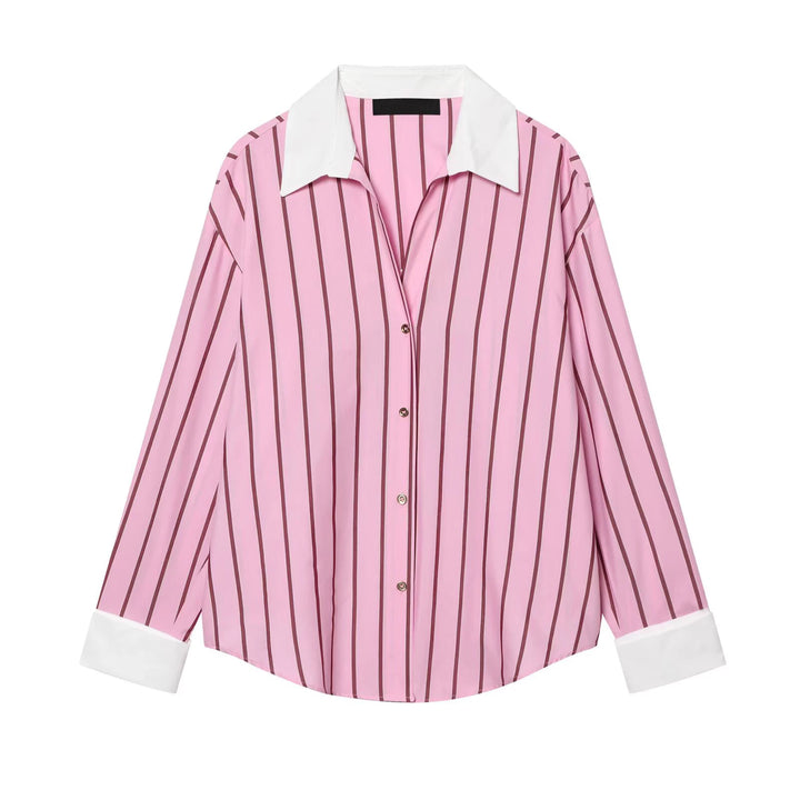 Stunning Contrast Striped Oversized Blouse