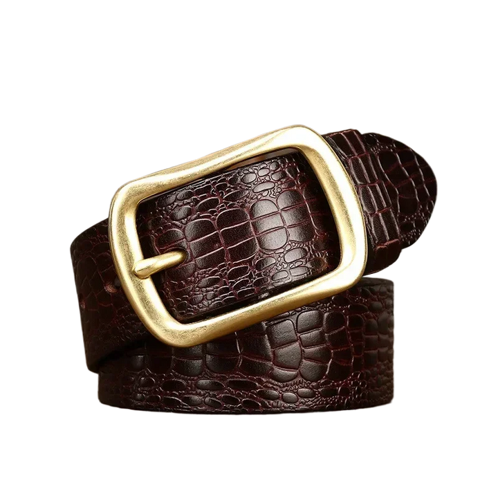 Premium Brass Buckle Cowhide Leather Belt