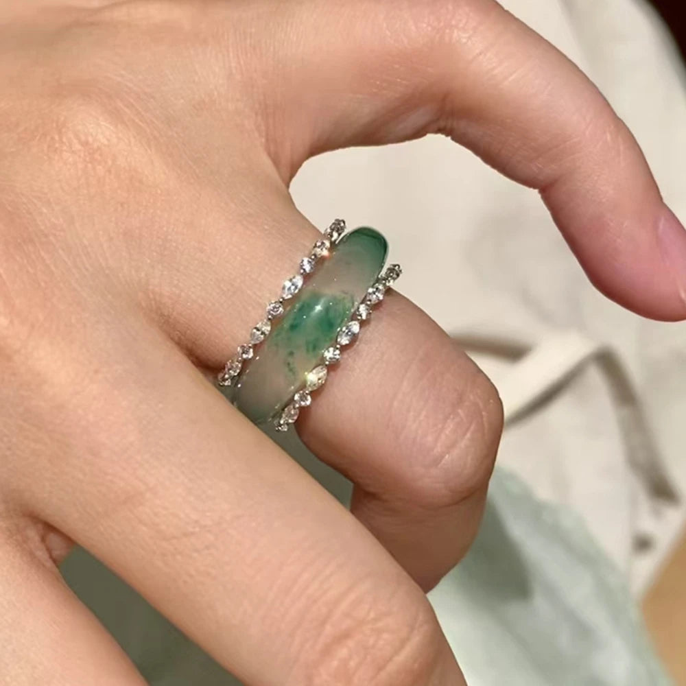 High Carbon Diamonds Gemstone Row Ring