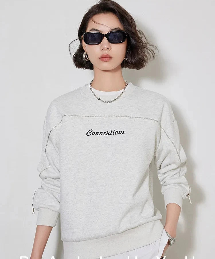 Fashionable Embroidered Pullover Sweatshirt