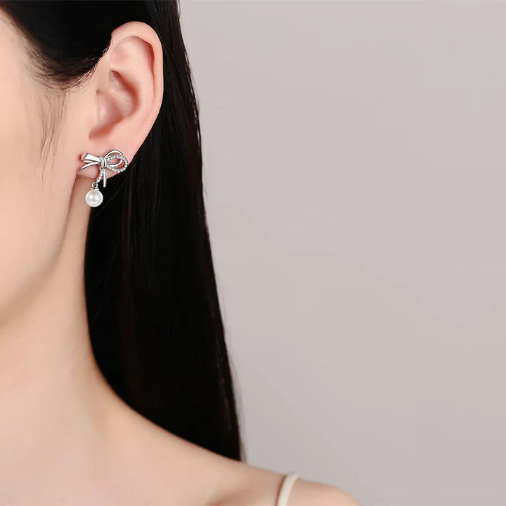 Moissanite Freshwater Pearl Earrings