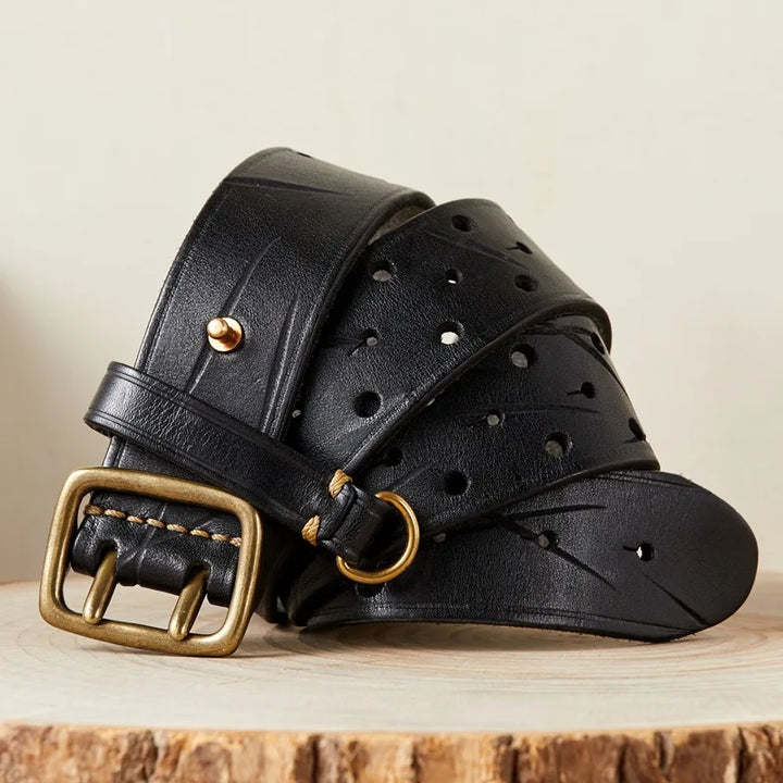 Luxury Double Pin Buckle Leather Belt