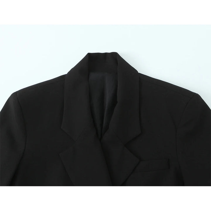 Gorgeous Double-breasted Black Crop Blazer