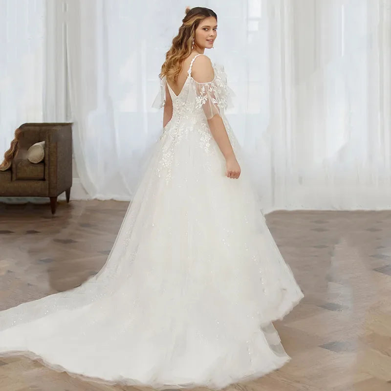 Sparkly Appliqué Plus Size Bridal Gown