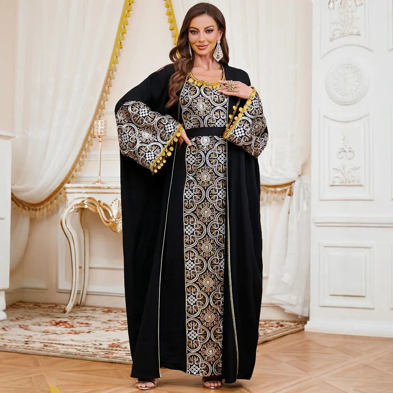 Sweet Embroidered Two Piece Caftan Dress