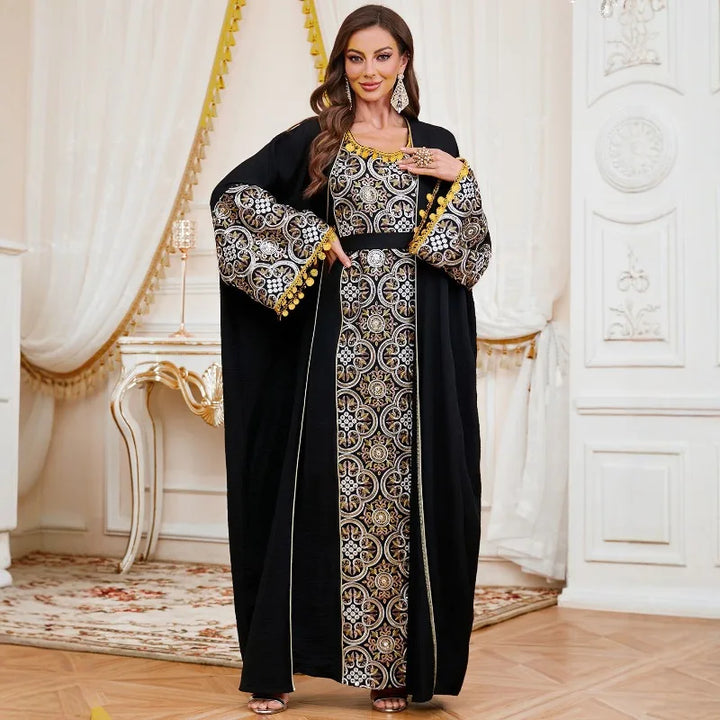 Sweet Embroidered Two Piece Caftan Dress