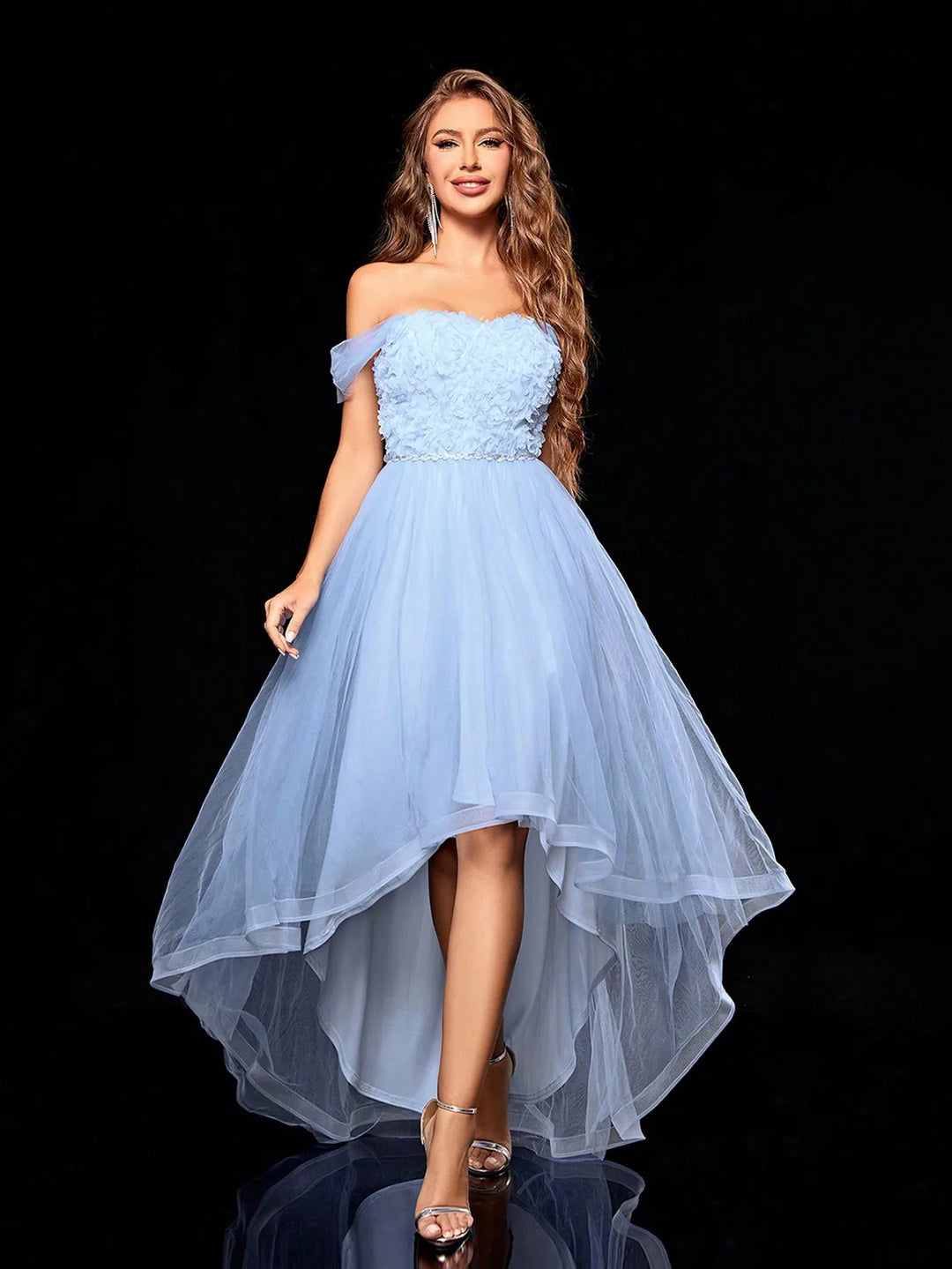 Graceful Double-layer Mesh Swing Dress