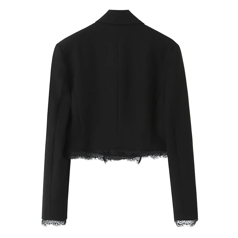 Gorgeous Double-breasted Black Crop Blazer
