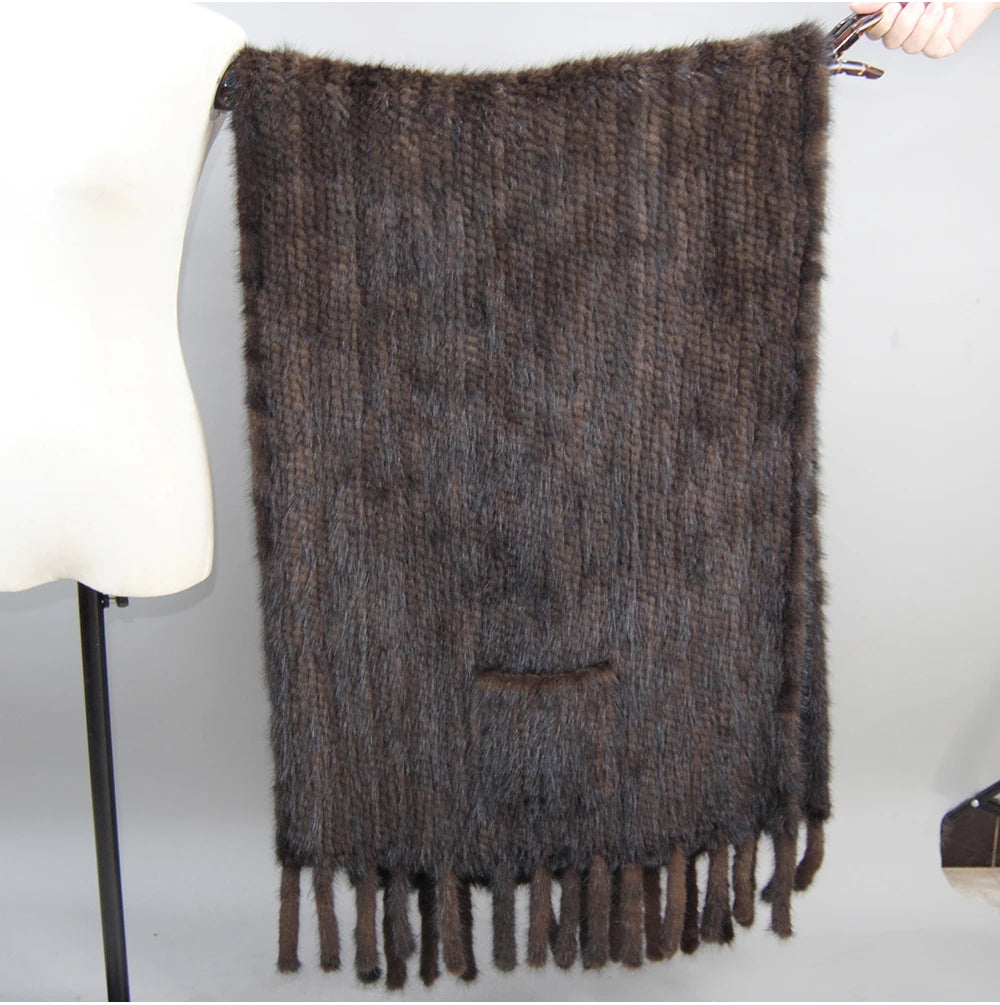 Refined Knitted Mink Fur Shawl