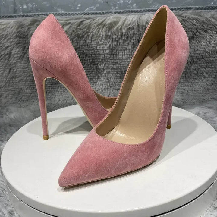 Trendy Suede Flock Stiletto Heels