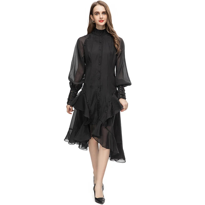 Ruffles Fashion Asymmetrical Dress